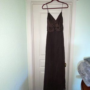 Calvin Klein  Brown Silk Evening Maxi Dress